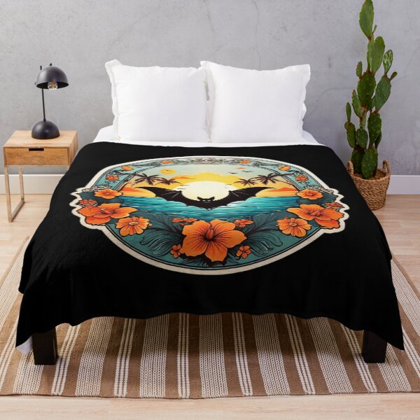 Item preview, Beach Lover Bat at Sunset with Orchids designed and sold by NautiChic.