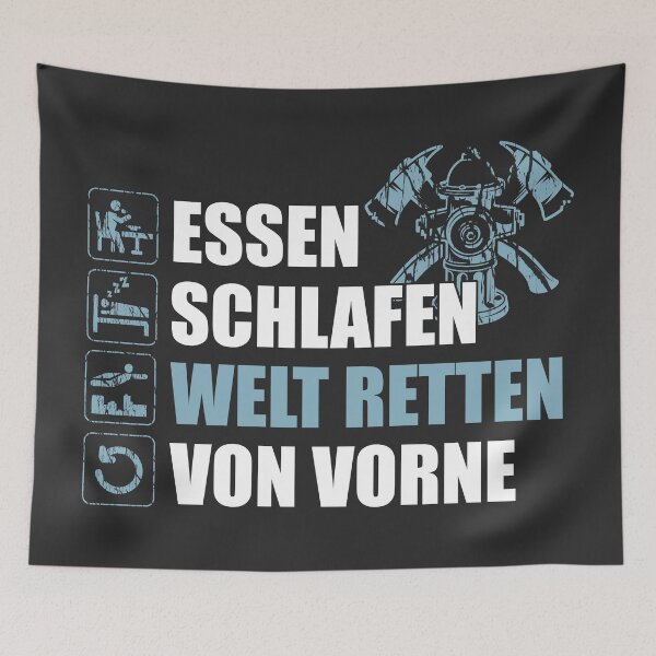 Item preview, "Super Feuerwehrmann / Feuerwehrfrau". Essen, schlafen, Welt retten, von Vorne. designed and sold by silentcolors.
