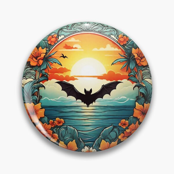 Item preview, Spooky Bat at Sunset with Ocean Waves designed and sold by NautiChic.