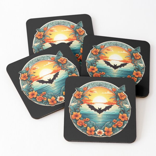 Item preview, Spooky Bat at Sunset with Ocean Waves designed and sold by NautiChic.