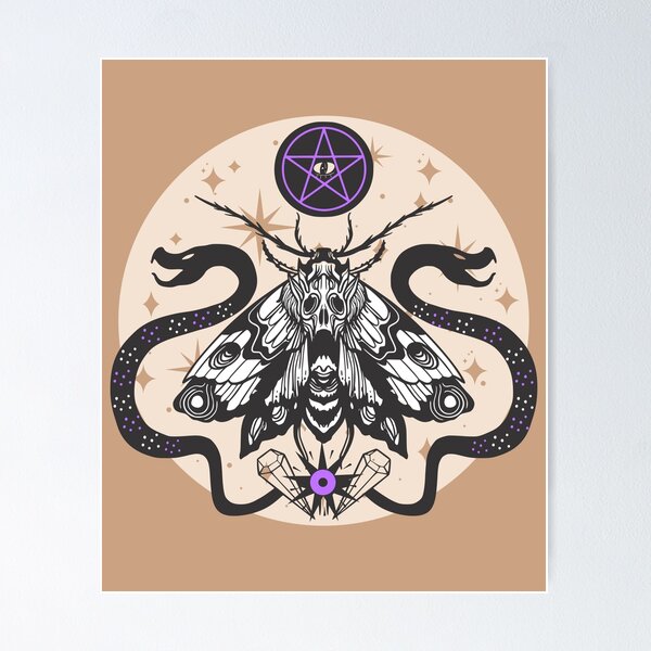 Item preview, Wicca death moth with ssnake designed and sold by MonochromeEcho.