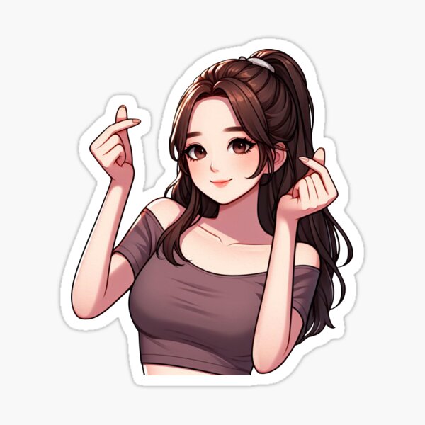 Vista previa del artículo con la obra «Hermosa Chica Coreana Dedo Corazones Kpop», diseñado y vendido por plushism.