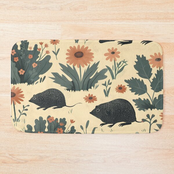 Item preview, Moles in the garden pattern with flowers designed and sold by Folksy Living.