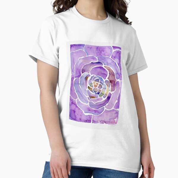 Purple Watercolor Succulent Classic T-Shirt