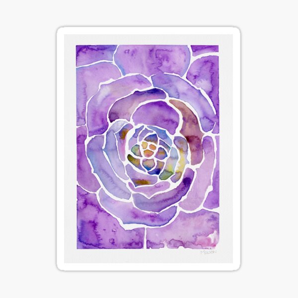 Purple Watercolor Succulent Sticker