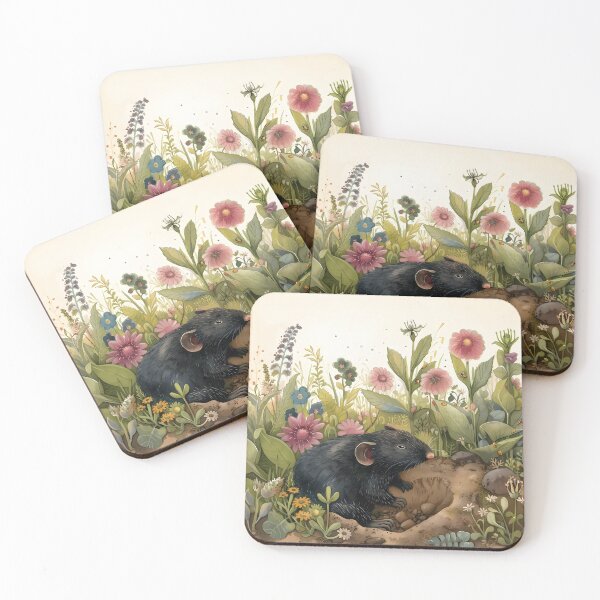 Item preview, Cute mole in the garden with flowers designed and sold by Folksy Living.