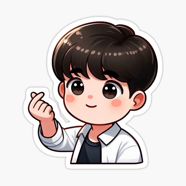 Vista previa del artículo con la obra «Cool Guy Coreano Dedo Corazones Kpop», diseñado y vendido por plushism.