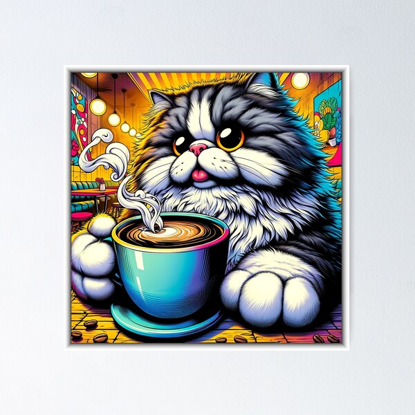 Item preview, Chonky cat with coffee designed and sold by ElianNB.