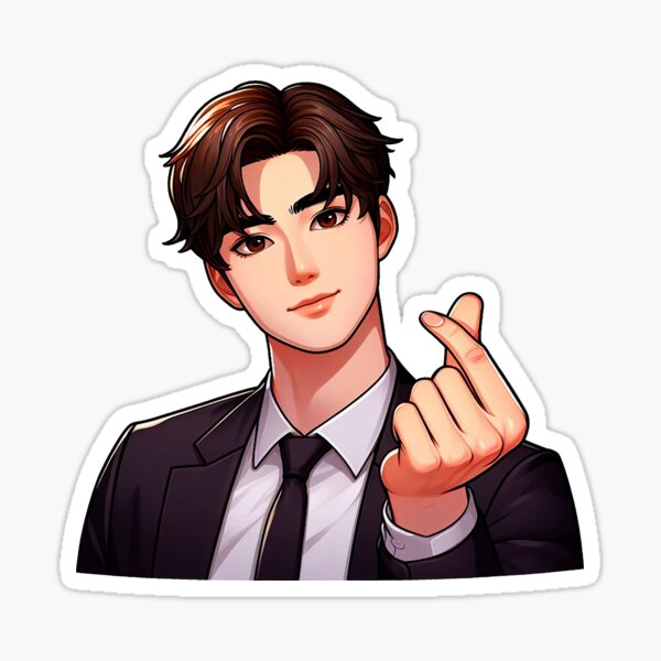 Vista previa del artículo con la obra «Cool Guy Coreano Dedo Corazones Kpop», diseñado y vendido por plushism.