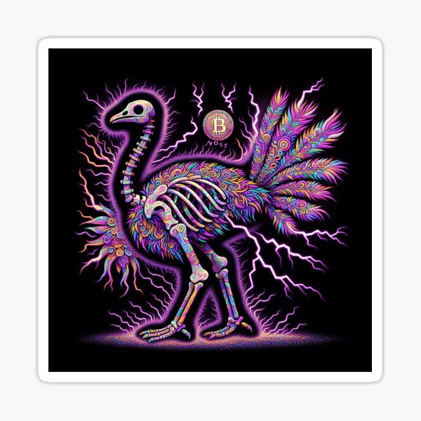 Item preview, "Mystic Lightning: Skull Ostrich with BTC" designed and sold by zzz888.