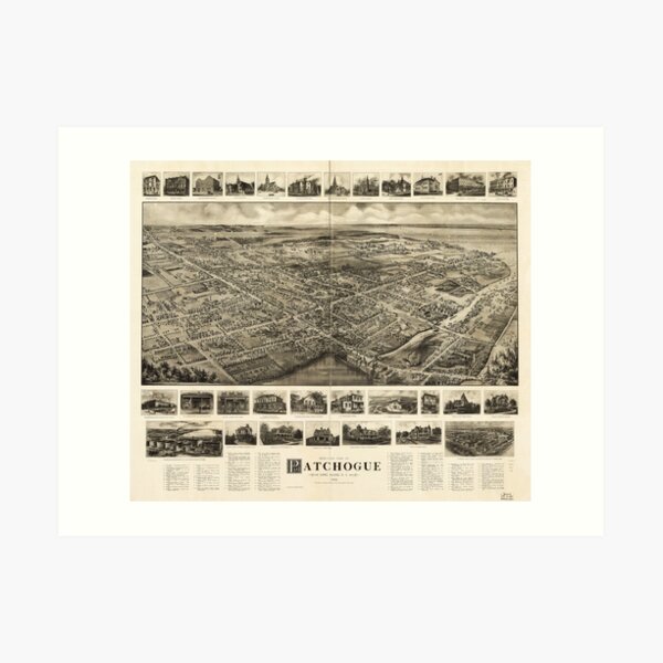 Bird's Eye View of Patchogue, New York (c1905) Art Print