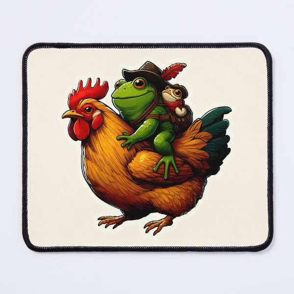Item preview, Frog and toad riding chicken pun meme designed and sold by Animalpetslover.