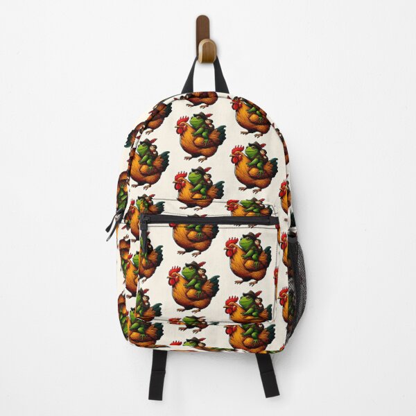 Item preview, Frog and toad riding chicken pun meme designed and sold by Animalpetslover.