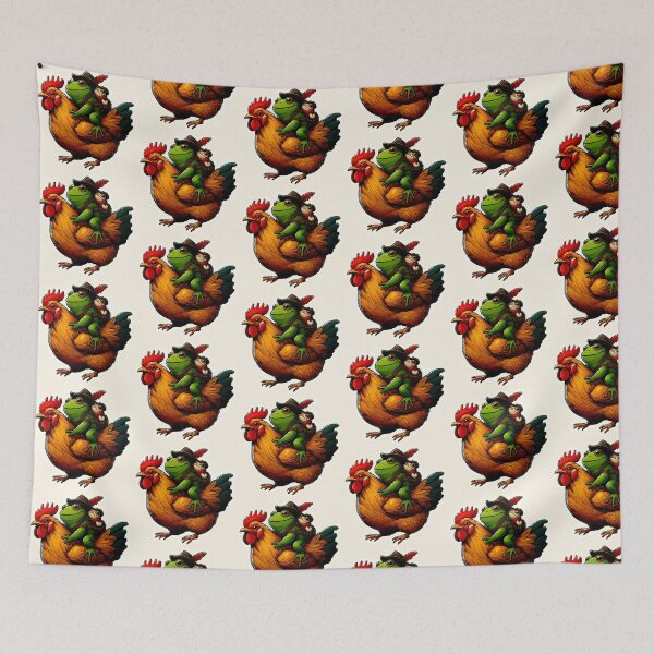 Item preview, Frog and toad riding chicken pun meme designed and sold by Animalpetslover.