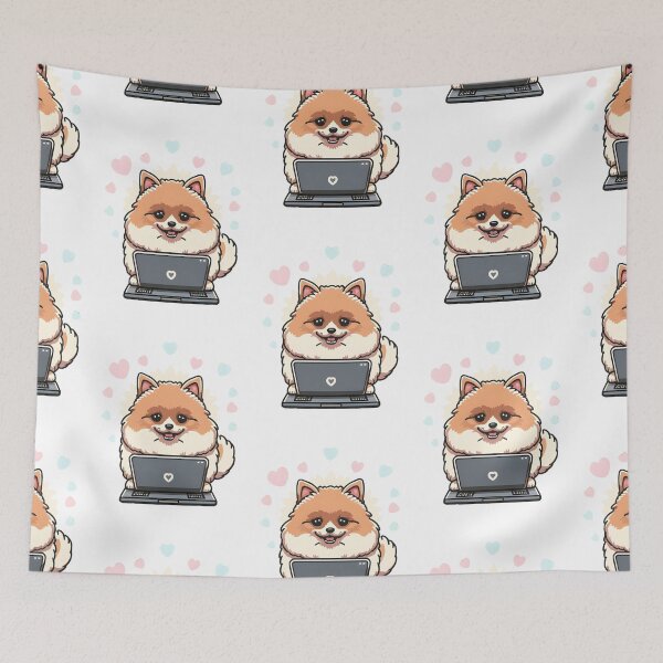 Item preview, Pomeranian with laptop designed and sold by Blemenowo.