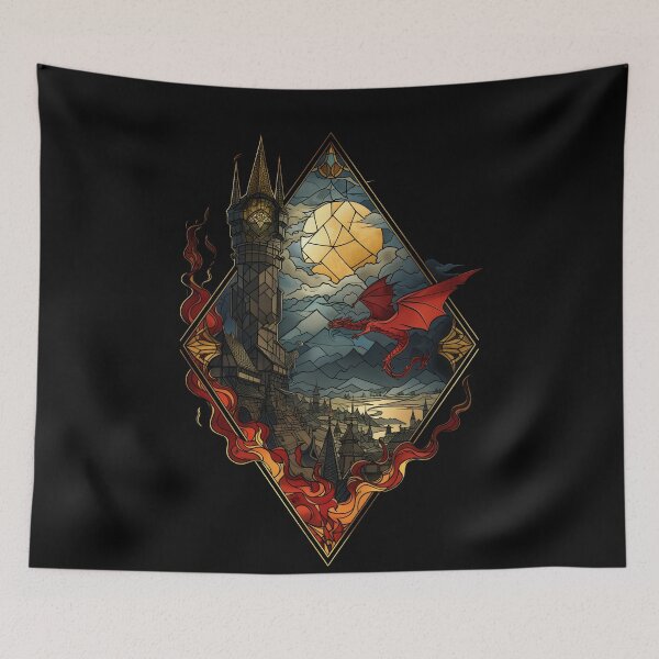 Item preview, The Dragon's Rage - Diamond Frame - Stained Glass - Fantasy designed and sold by Fenay Designs.