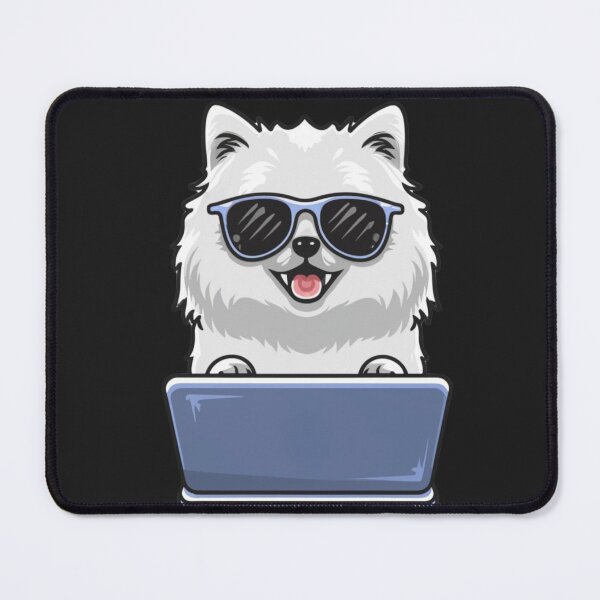 Item preview, White Pomeranian with Sunglasses and laptop designed and sold by Blemenowo.