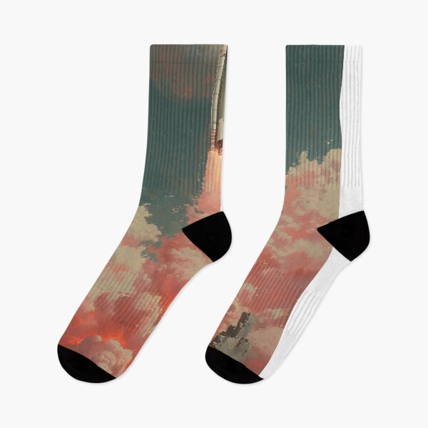Item preview, Lunar Ascent: Retro Rocket Launch designed and sold by EtherealEchoes.