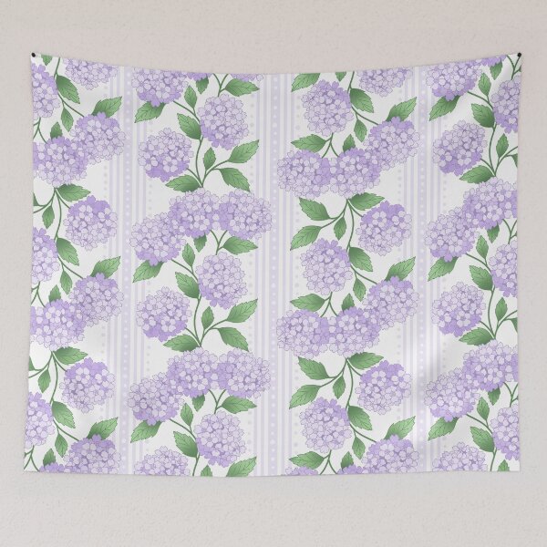 Item preview, Granny Chic Hydrangea Ticking - pastel purple  designed and sold by Perrin Le Feuvre.