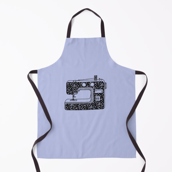 Item preview, SewLalla Floral Sewing Machine line art black designed and sold by SewLalla.