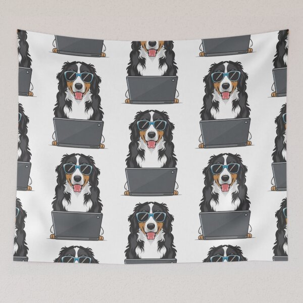 Item preview, Bernese Mountain Dog with Sunglasses and laptop designed and sold by Blemenowo.