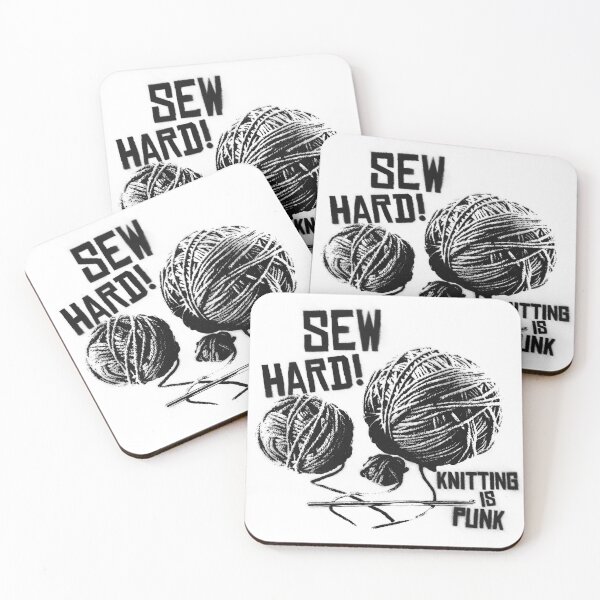 Item preview, Sew Hard! Knitting Is Punk - Black designed and sold by psychdilettante.