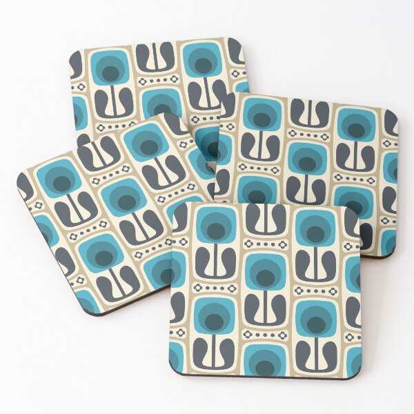 Item preview, KF 0207 B - Patrón Vintage Retro Años 70 en Azul Crema designed and sold by KhakiFinch.
