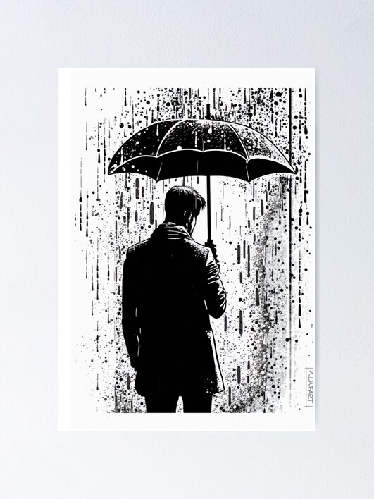 鉛筆画「My rainy day」　B5大サイズ Rainy day