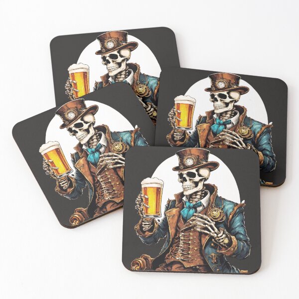Item preview, Drink of Eternity: Steampunk Skeleton at the Bar designed and sold by Aurorartsprint.