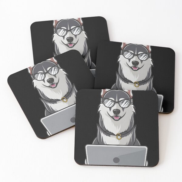 Item preview, Siberian Husky with Sunglasses and laptop designed and sold by Blemenowo.