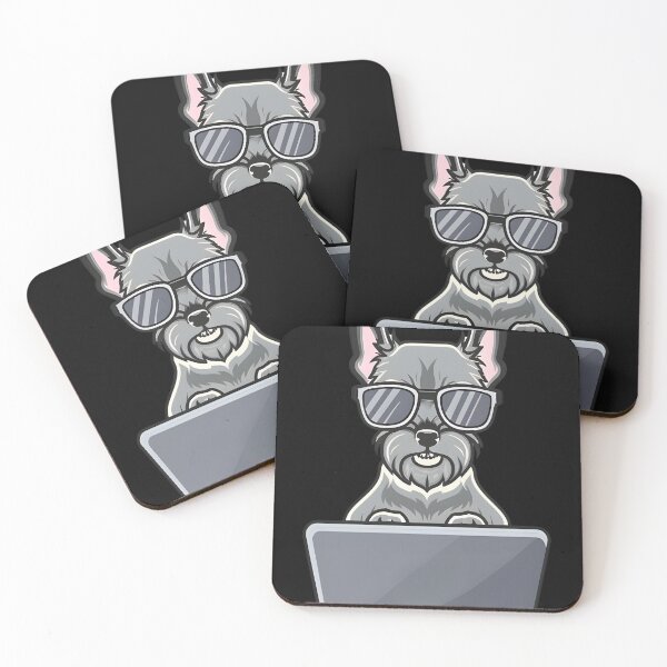 Item preview, Schnauzer with Sunglasses and laptop designed and sold by Blemenowo.