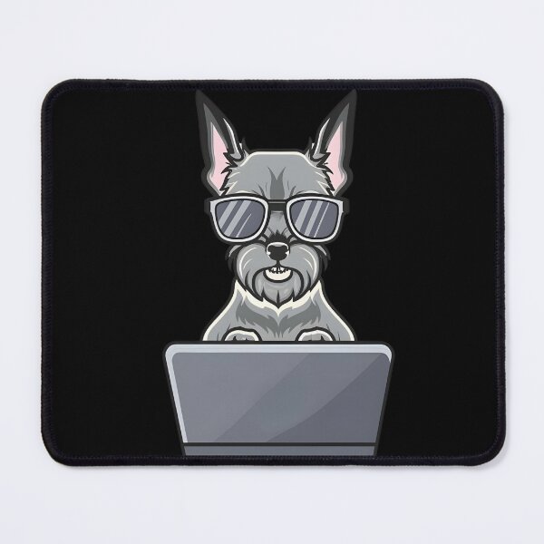 Item preview, Schnauzer with Sunglasses and laptop designed and sold by Blemenowo.
