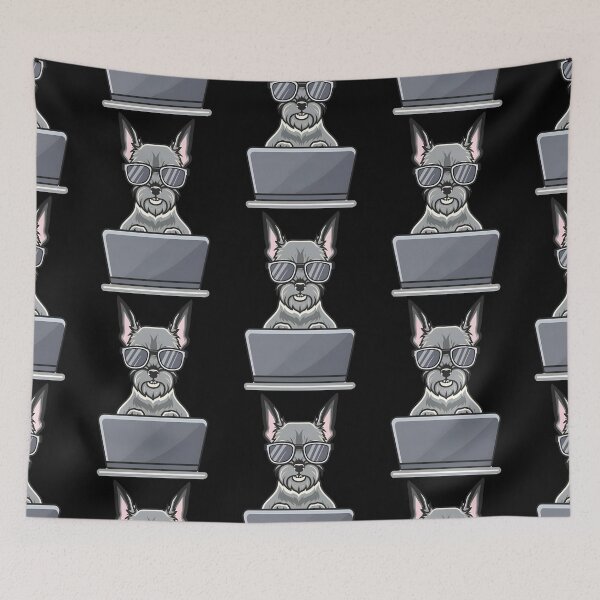 Item preview, Schnauzer with Sunglasses and laptop designed and sold by Blemenowo.