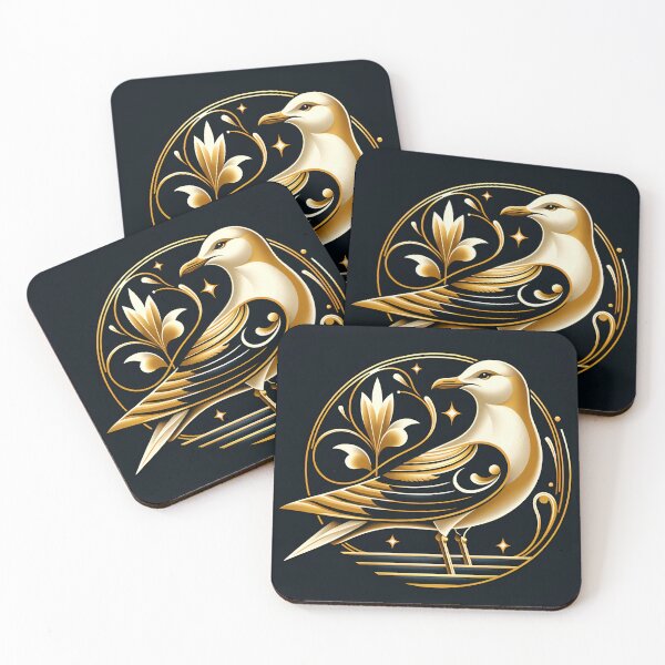 Item preview, Golden Seagull: Serene Elegance in Art Deco designed and sold by ByDigitalDream.