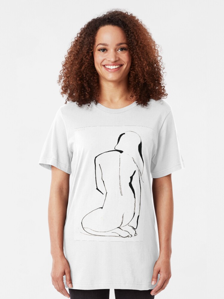 Alternate view of Nude Model Pose Drawing Slim Fit T-Shirt