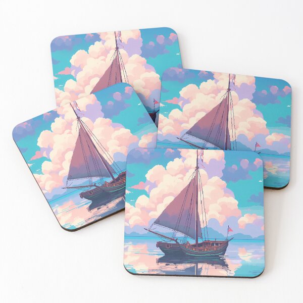 Item preview, Peaceful Sailing Boat scene, sunny vibes- Pixel art designed and sold by octoboobs.
