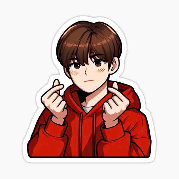 Vista previa del artículo con la obra «Cool Guy Coreano Dedo Corazones Kpop», diseñado y vendido por plushism.
