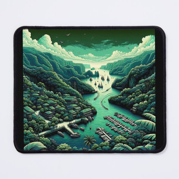 Item preview, Emerald Harbor: Romantic Tropical Pop Art Scene designed and sold by ByDigitalDream.