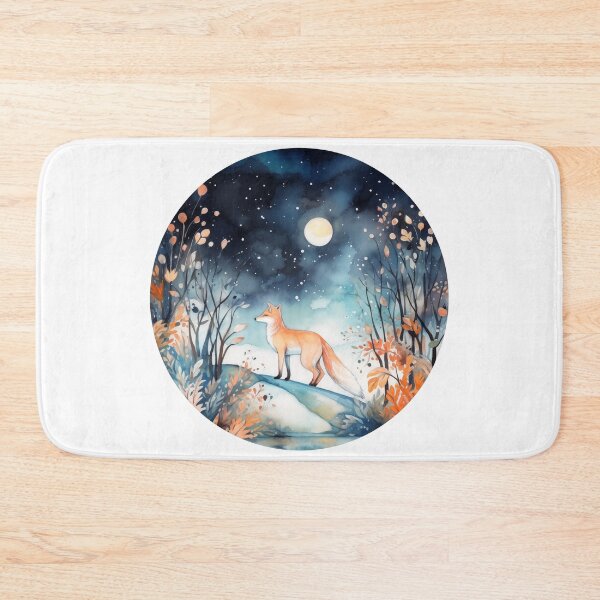 Item preview, Fox watercolor Moon Starry Night  designed and sold by PandaKunst.