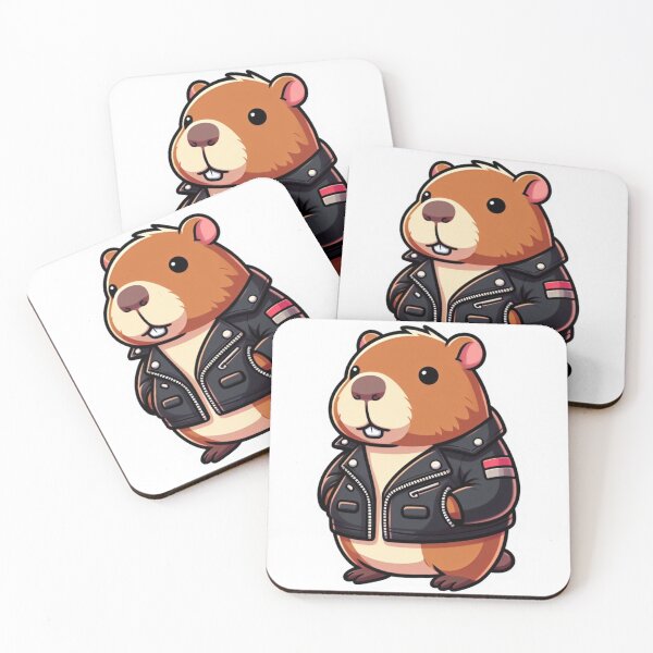 Item preview, Kawaii Biker Capybara designed and sold by BeardedTree.