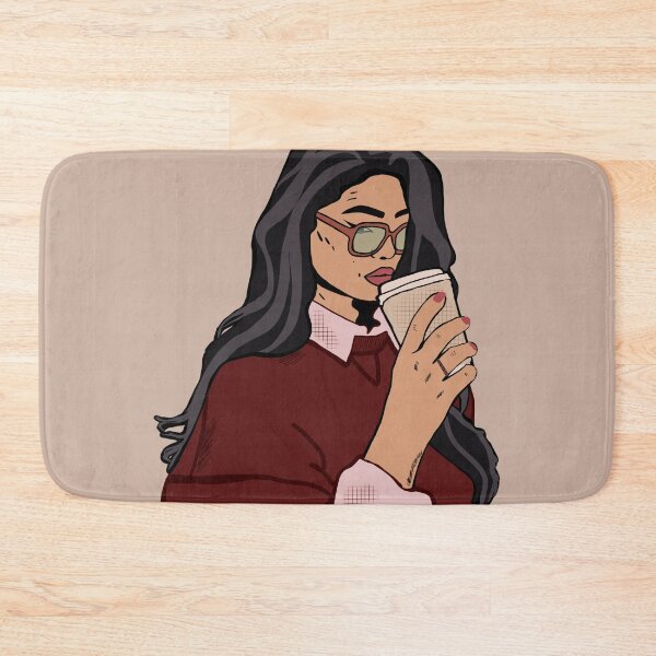 Item preview, Comic Girl Drink Coffee Black Hair Retro Vintage Style designed and sold by Imakeyouhappy.
