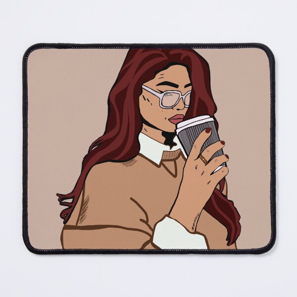 Item preview, Comic Girl Drink Coffee Black Hair Retro Vintage Style designed and sold by Imakeyouhappy.