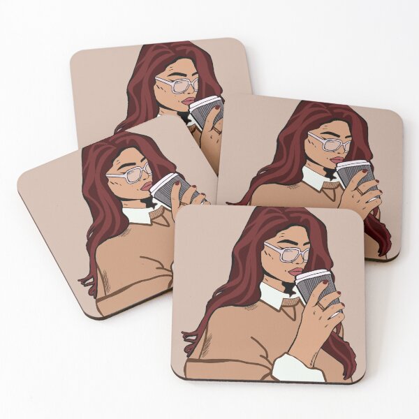 Item preview, Comic Girl Drink Coffee Black Hair Retro Vintage Style designed and sold by Imakeyouhappy.