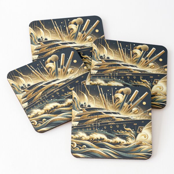 Item preview, Gilded Yacht: Oceanic Serenity Expressionism Style designed and sold by ByDigitalDream.