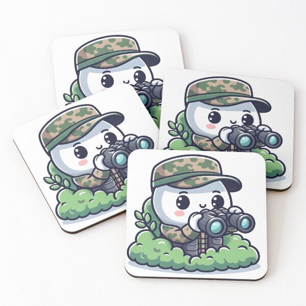 Item preview, Kawaii Ghost Hunter: Wearing A Camouflage Outfit And Holding Binoculars designed and sold by CanvasCutie.