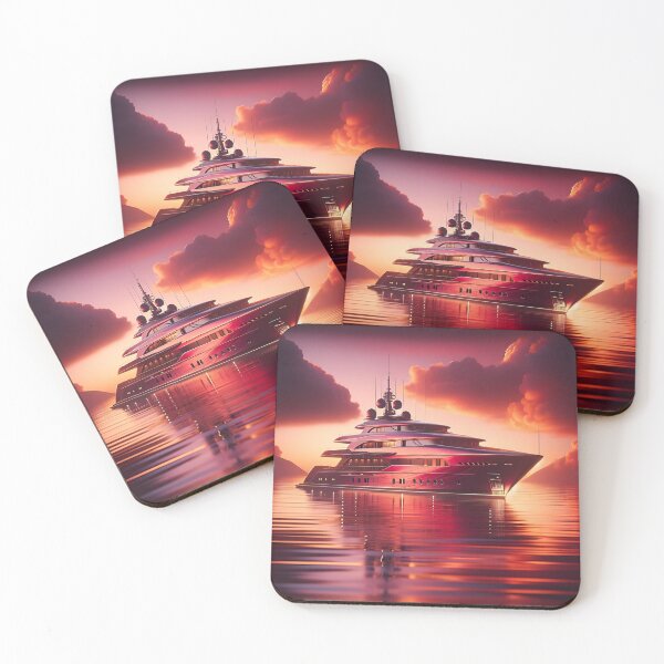 Item preview, Crimson Yacht: Sunset Dreams in Luxury designed and sold by ByDigitalDream.