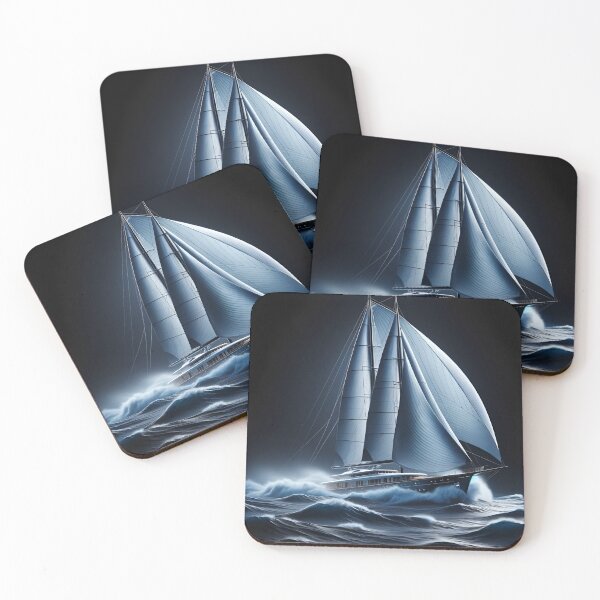 Item preview, Midnight Yacht Oceanic Majesty Hyperrealism Art designed and sold by ByDigitalDream.