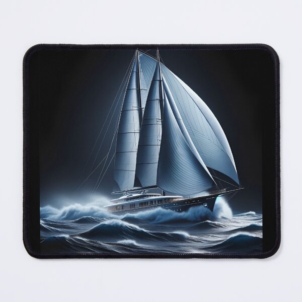 Item preview, Midnight Yacht Oceanic Majesty Hyperrealism Art designed and sold by ByDigitalDream.