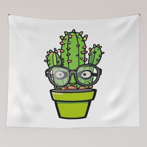 Item preview, Cute Nerd Cactus - Succulent Plant - Smiling Cactus - Potting Cactus Plants Wearing Glasses designed and sold by MyArt23.