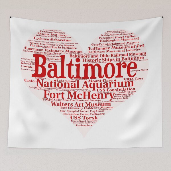 Item preview, Heart of Baltimore Red Heart Word Cloud Products designed and sold by Mel747.